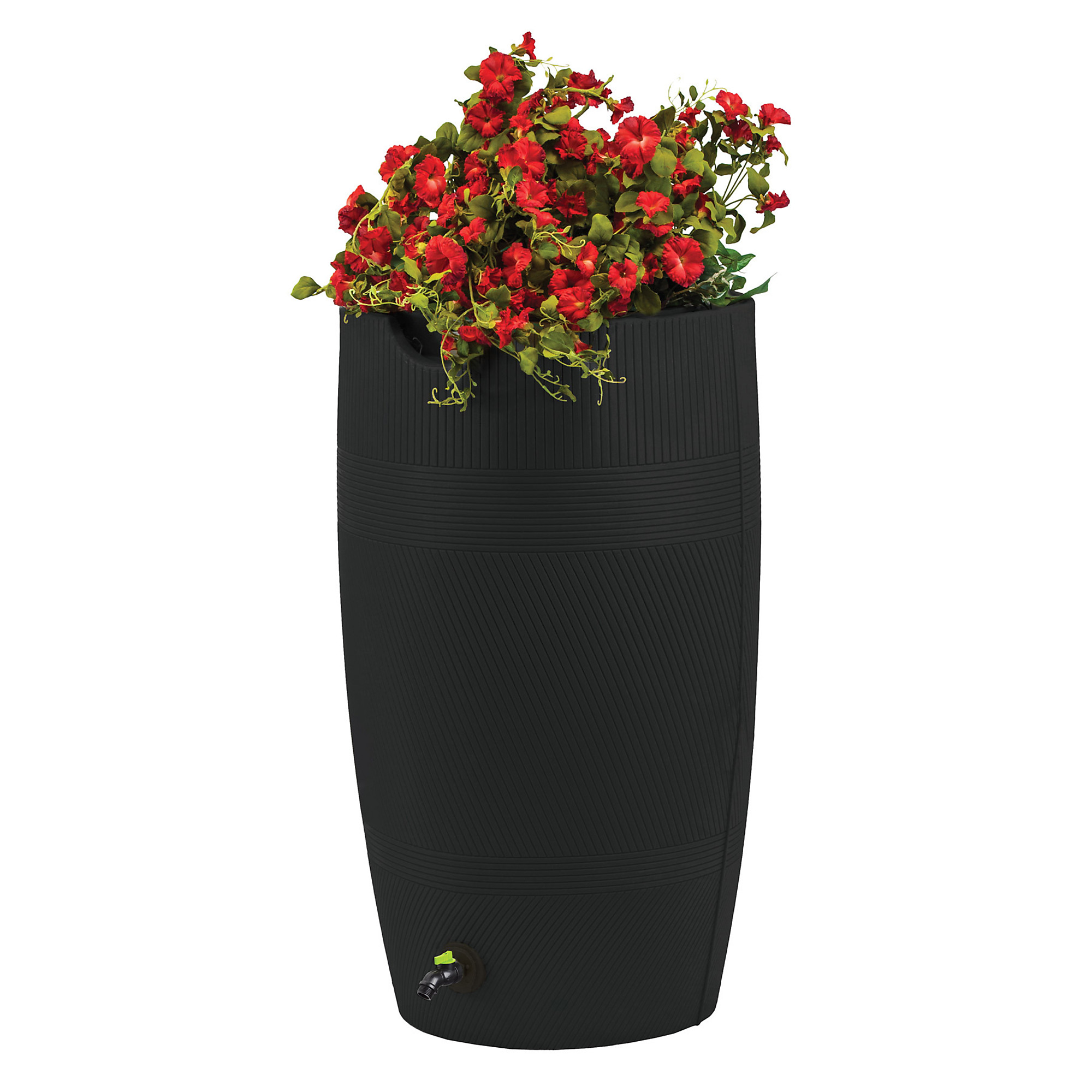 Good Ideas Impressions Eco Havana Rain Saver Barrel — 50 Gallons, Recycled Material, Black, Model# GI-REC-HAVA50-BLK